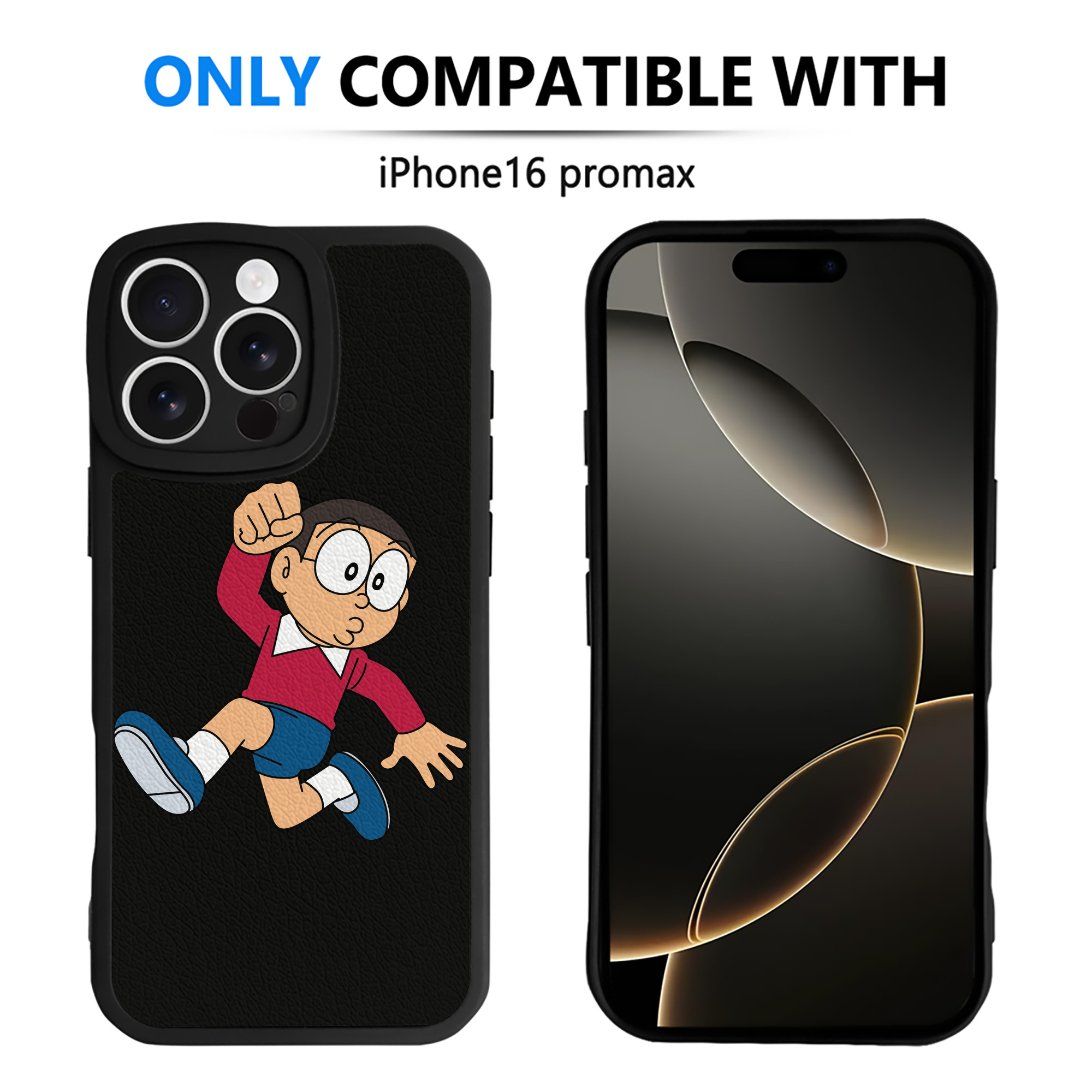 （画像用） ドラえもん 野比 のび太 Doraemon Nobita Nobi 【iPhone 16シリーズ対応】シリコンスマホケース（レザー調） 材質：シリコン